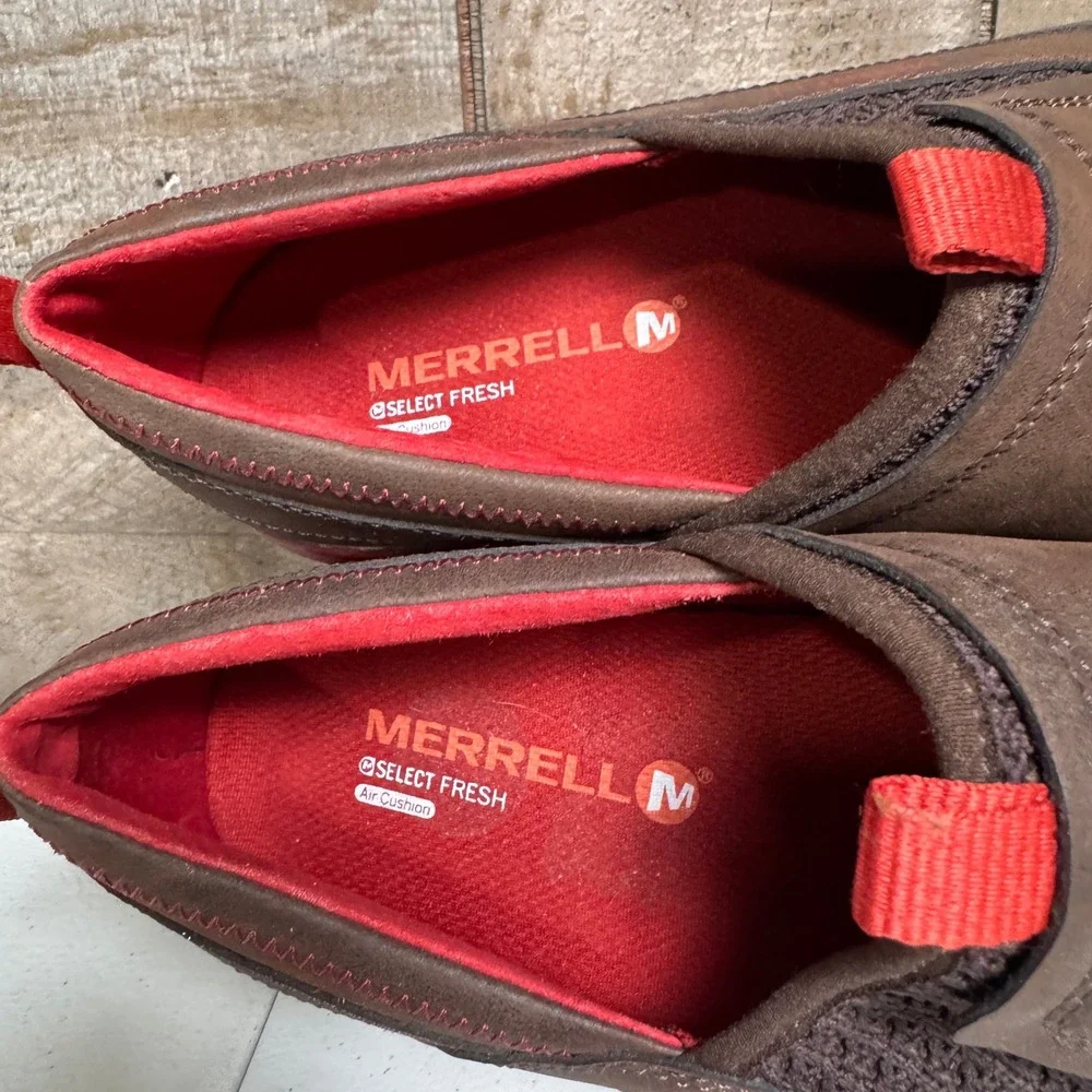 Merrell Slip On Shoes Womens 7.5 Brown Bracken J02284 Leather Hiking Outdoor